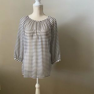 CHICO’S blouse Size 1 Navy & White Striped